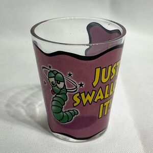 Bahamas Paradise Island Just Swallow It Tequila Worm Shot Glass Excellent Cond